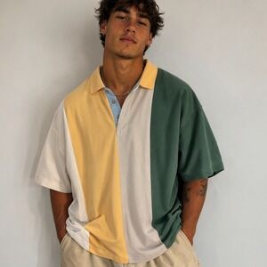 Vtg 90s Field Gear Colorblock Polo Shirt Mens LT Large Tall Retro Streetwear